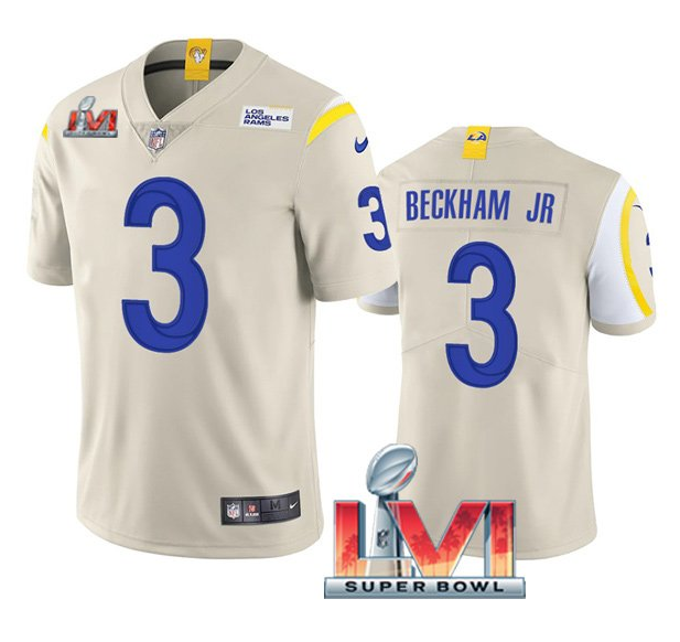 Men's Los Angeles Rams #3 Robert Woods 2022 Bone Super Bowl LVI Vapor Limited Stitched Jersey Men's Los Angeles Rams #3 Robert Woods 2022 Bone Super Bowl LVI Vapor Limited Stitched Jersey